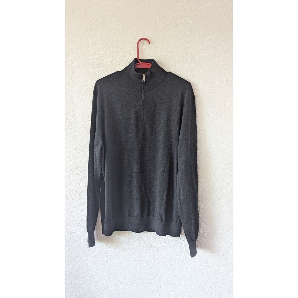 Calvin Klein Mens Gray Wool‎ Blend Half Zip Mock Neck Sweater